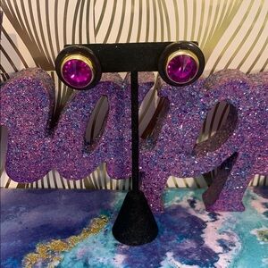Vintage Purple Gem Stud Earrings